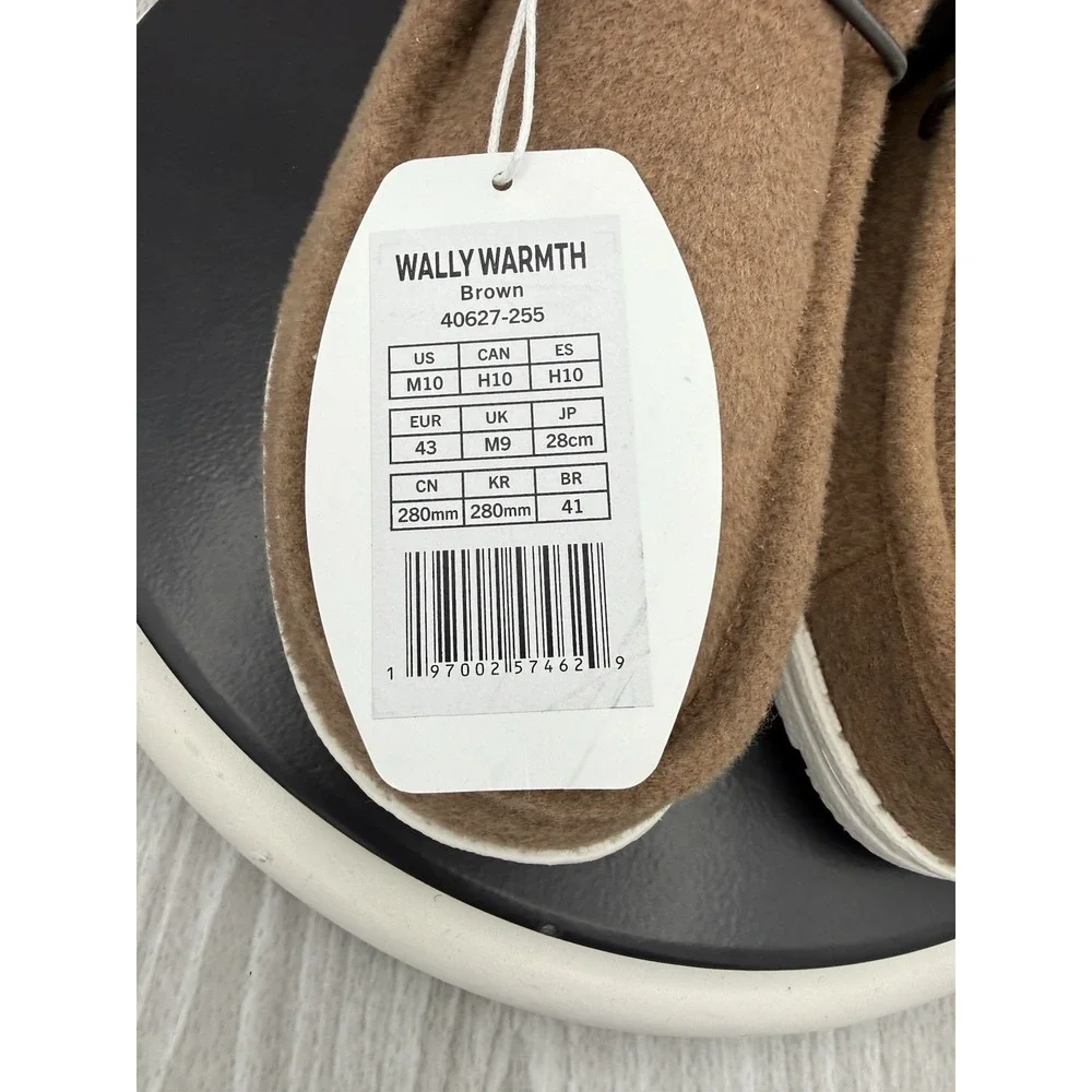 Hey Dude Wally Mens Size 10 Warmth Brown Faux Sherpa Casual Slip On Shoes NEW